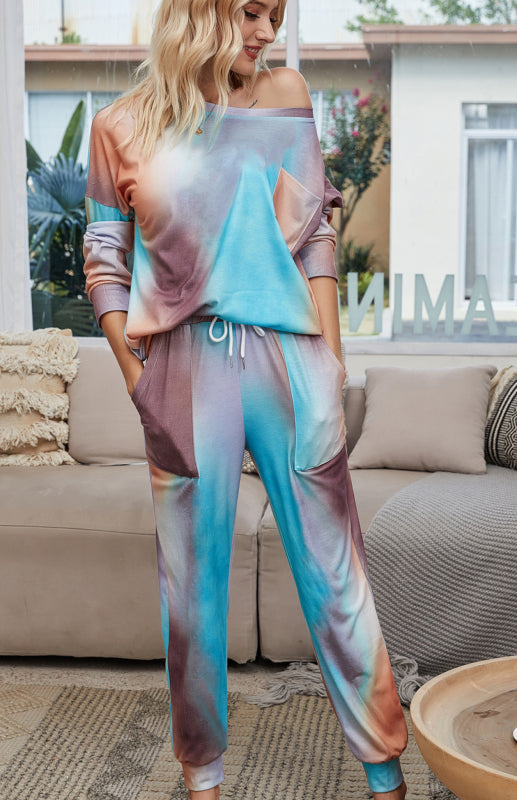 Eco-friendly Women's Long Sleeve Tie Dye Pajama Set