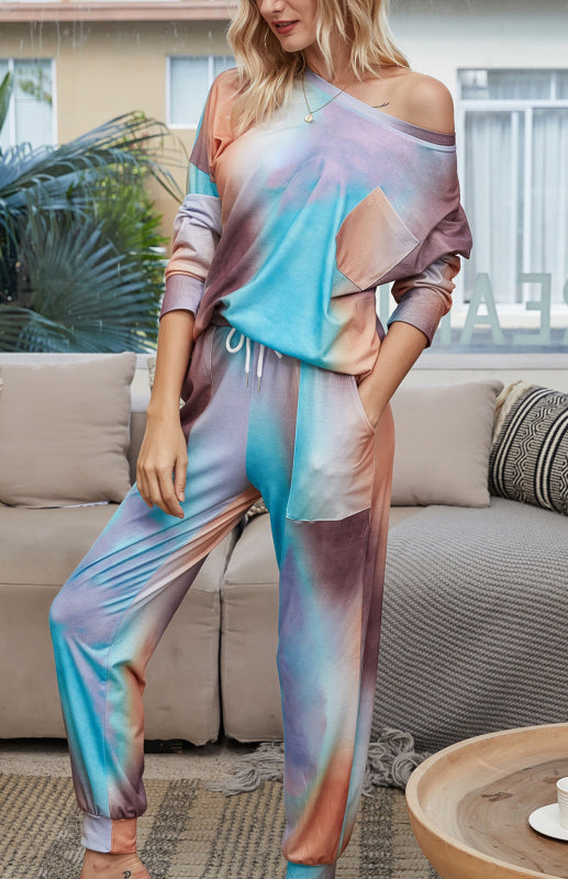 Eco-friendly Women's Long Sleeve Tie Dye Pajama Set