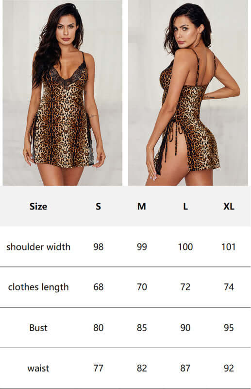 Women'S Sexy V-Neck Leopard Print Nightdress
