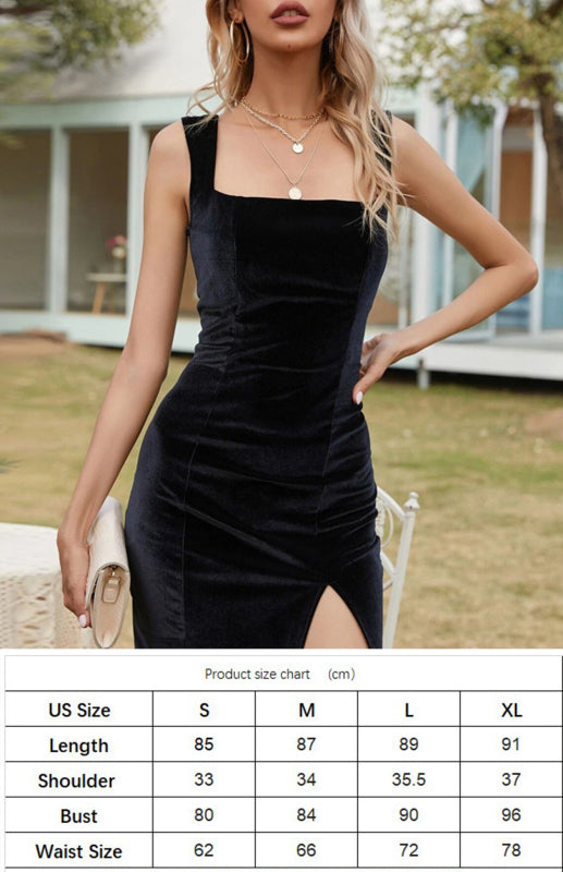 Eco-friendly Sexy Open Square Neck Package Hip Dress Slim Temperament Dress