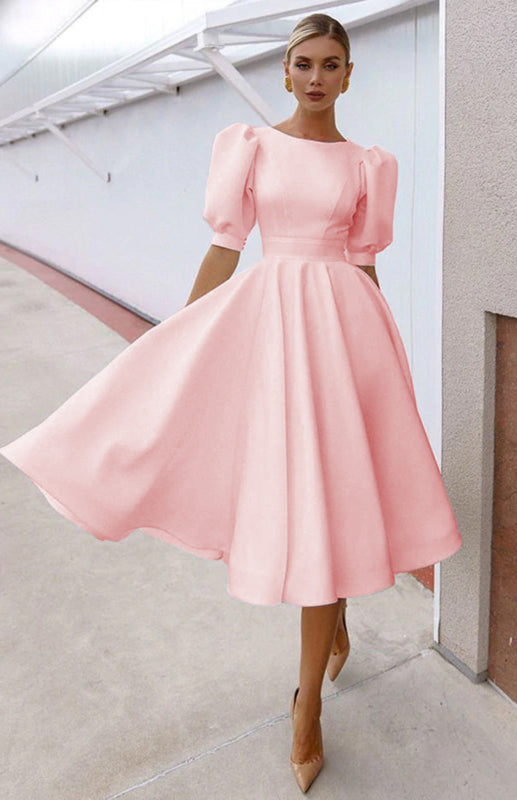 Eco-friendly Fashion Solid Color Slim Fit Sexy Big Swing Dress