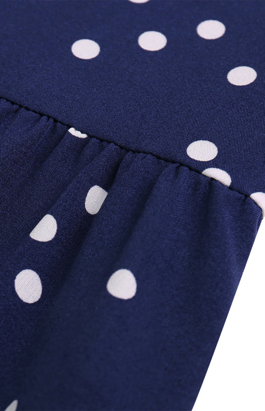 Eco-friendly Ladies Summer Fashion V Neck Sling Polka Dot Dress Long Dress