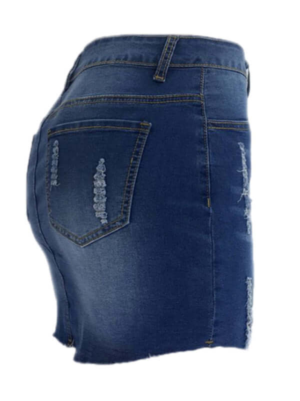 Eco-friendly Women's ripped loose and slim denim skirt