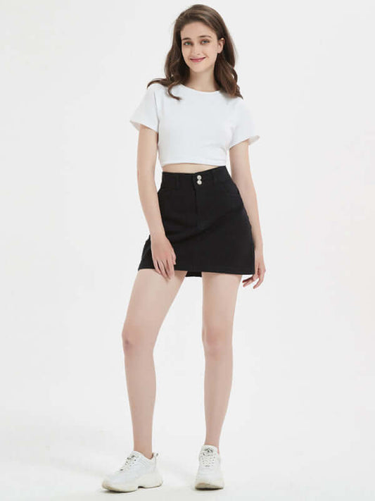 Eco-friendly Women's plus size loose black slim denim skirt