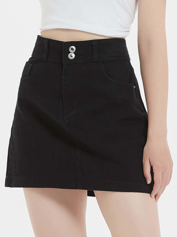 Eco-friendly Women's plus size loose black slim denim skirt