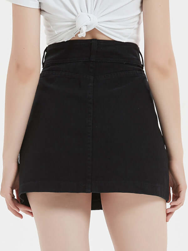 Eco-friendly Women's plus size loose black slim denim skirt