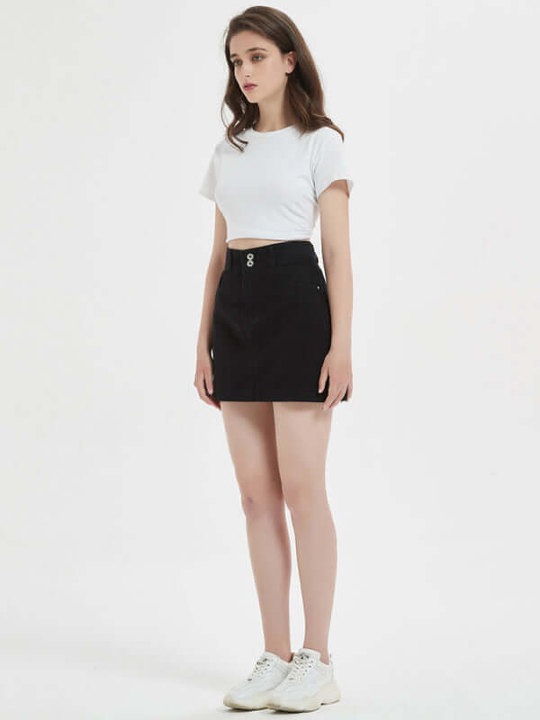 Eco-friendly Women's plus size loose black slim denim skirt