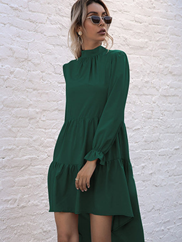 Women's long -sleeved casual fashion versatile dress