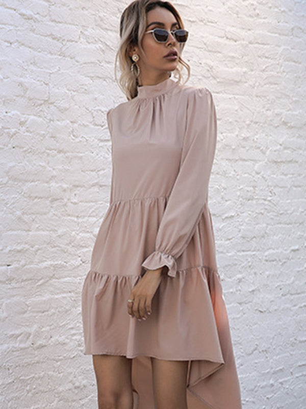 Women's long -sleeved casual fashion versatile dress