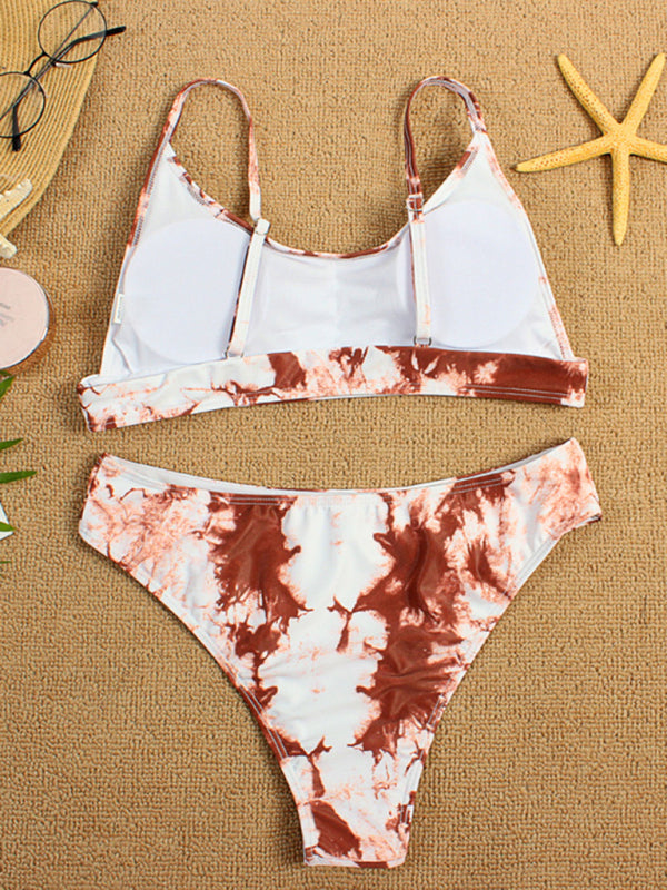 Two-piece swimsuit sexy tie-dye gradient push-up bikini