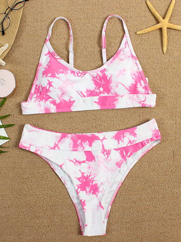 Two-piece swimsuit sexy tie-dye gradient push-up bikini