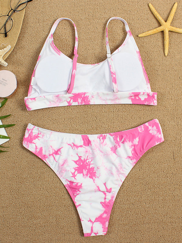 Two-piece swimsuit sexy tie-dye gradient push-up bikini