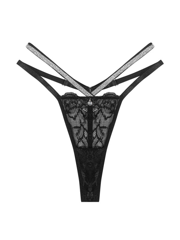 Women's double thin strap low waist hollow seamless sexy panties