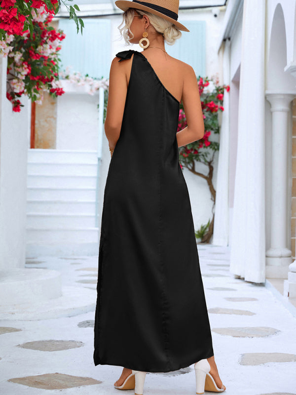 New Sexy Elegant Slanted Shoulder Strap Dress