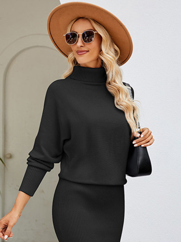 Women's turtleneck long sleeve slim fit sweater dress