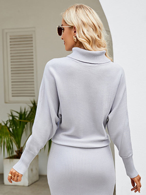 Women's turtleneck long sleeve slim fit sweater dress