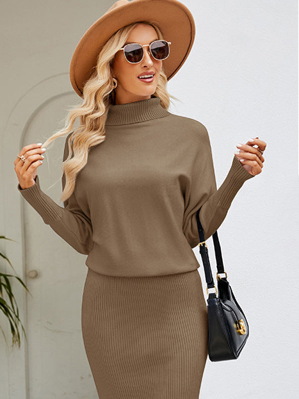 Women's turtleneck long sleeve slim fit sweater dress