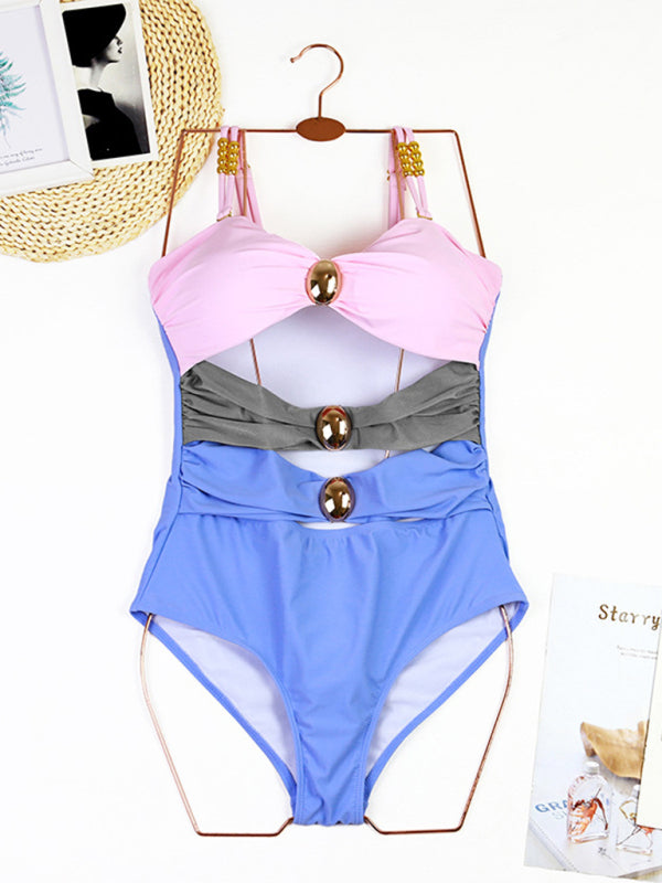 Eco-friendly New swimsuit color matching sexy hollow seaside resort swimsuit/wrap skirt