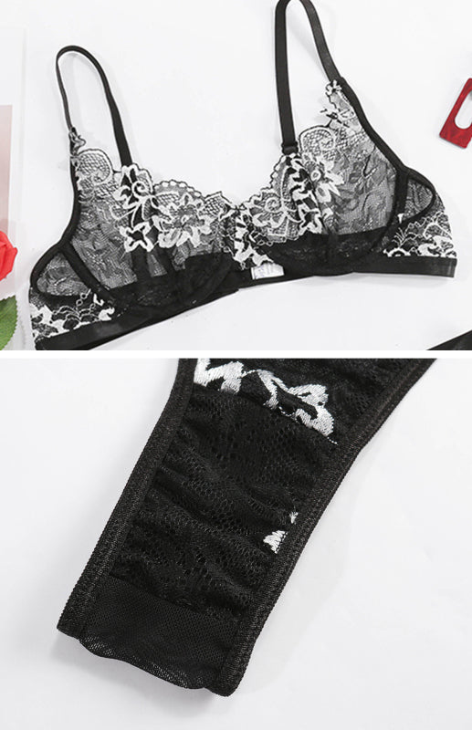 Eco-friendly Women's Sexy Breathable Lace Lingerie Set