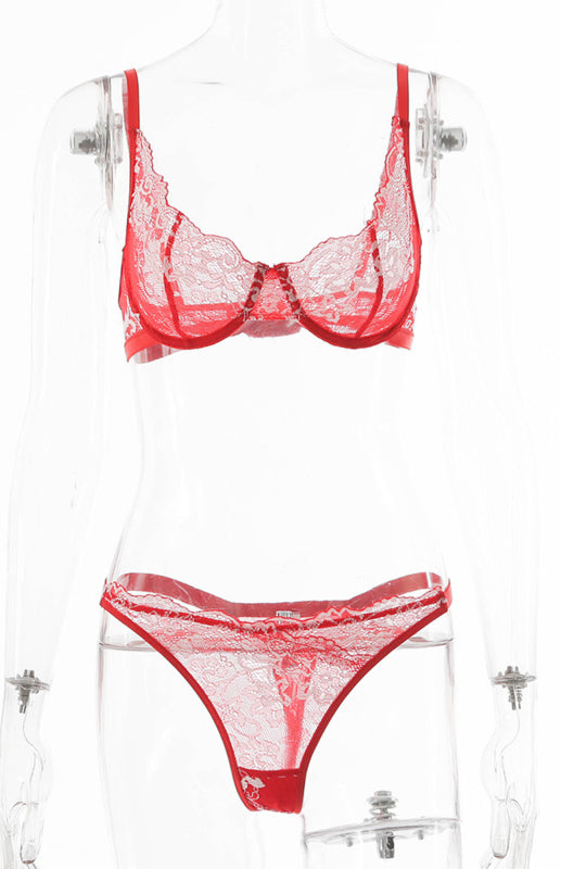 Eco-friendly Women's Sexy Breathable Lace Lingerie Set