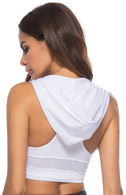 Eco-friendly Women's Running Quick Dry Yoga Vest with Hood