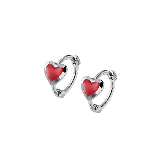 Eco-friendly Female Cute Red Heart Shape Earrings