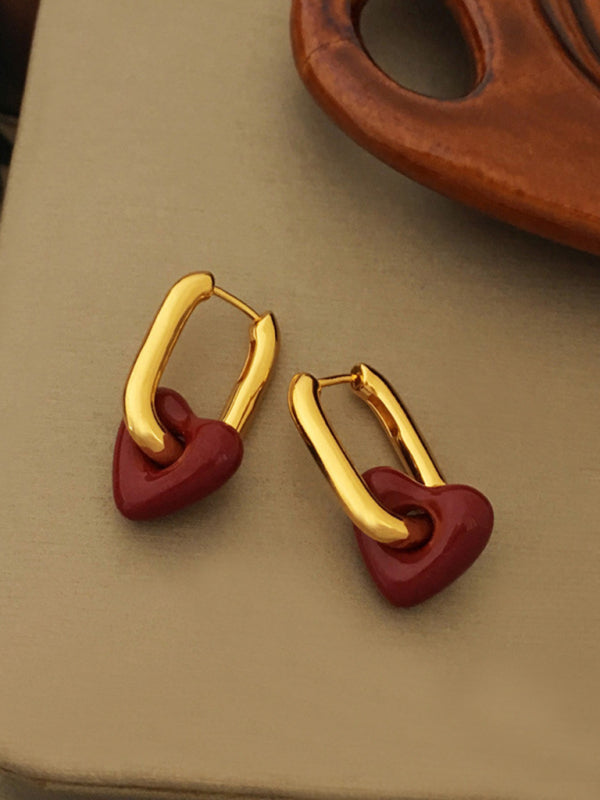 Eco-friendly Fashionable, simple and versatile burgundy love necklace and earrings