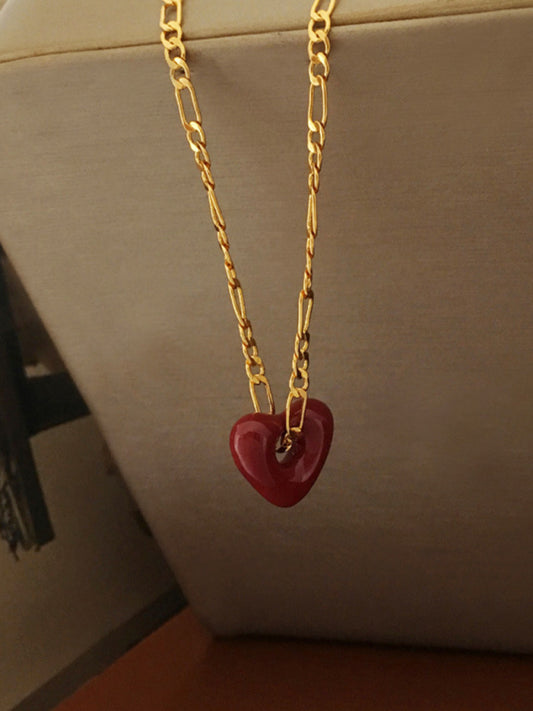 Eco-friendly Fashionable, simple and versatile burgundy love necklace and earrings