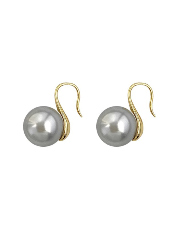 Eco-friendly Retro Hong Kong style unique earrings French niche light luxury temperament gray pearl earrings