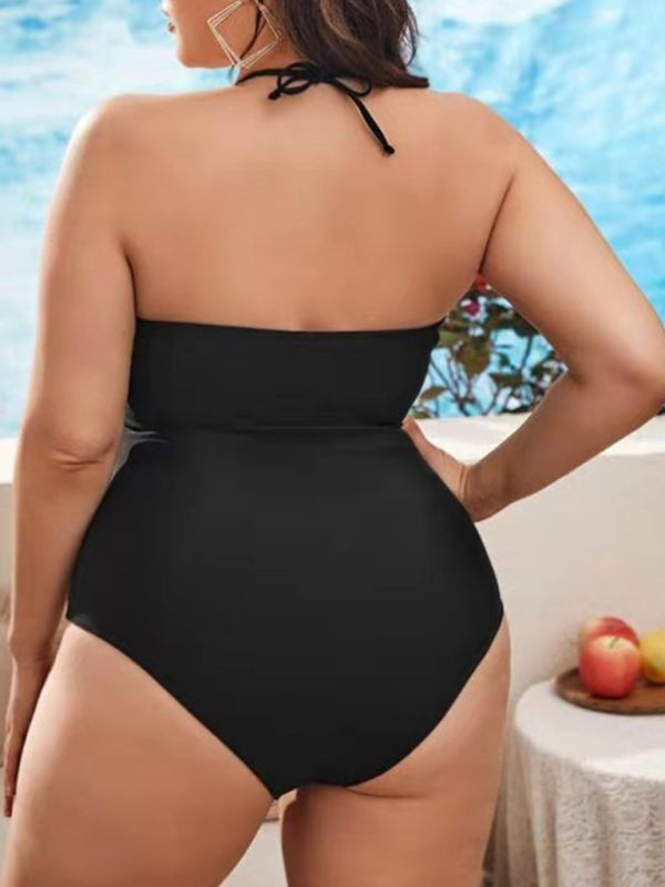 Eco-friendly Plus Size Women-Halter Neck Sexy Backless One-Piece Swimsuit