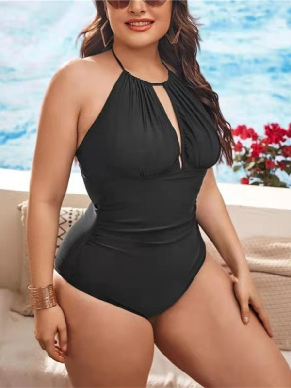 Eco-friendly Plus Size Women-Halter Neck Sexy Backless One-Piece Swimsuit