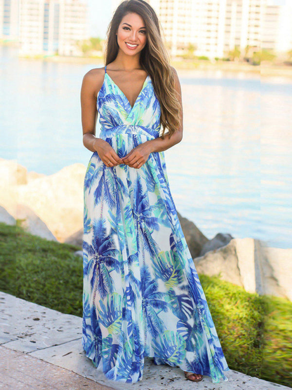 Eco-friendly Women's Fashion Sling Print Beach Dress