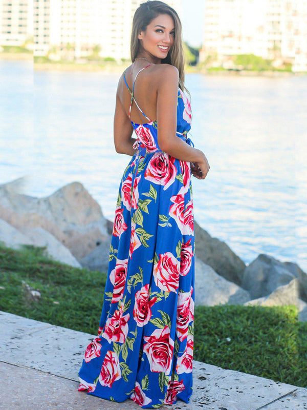 Eco-friendly Women's Fashion Sling Print Beach Dress