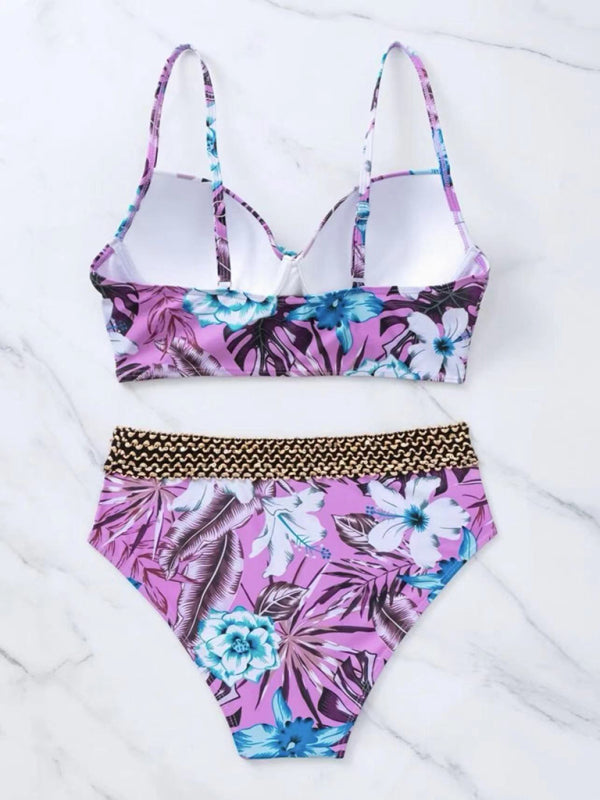 Eco-friendly Women's Floral Cross Bikini Swimsuit