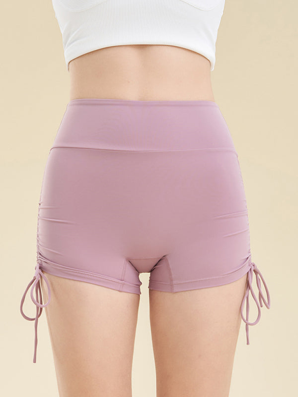 Side drawstring tights gym shorts women's yoga clothes