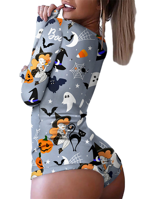 Fashion women's new Halloween one-piece pajamas