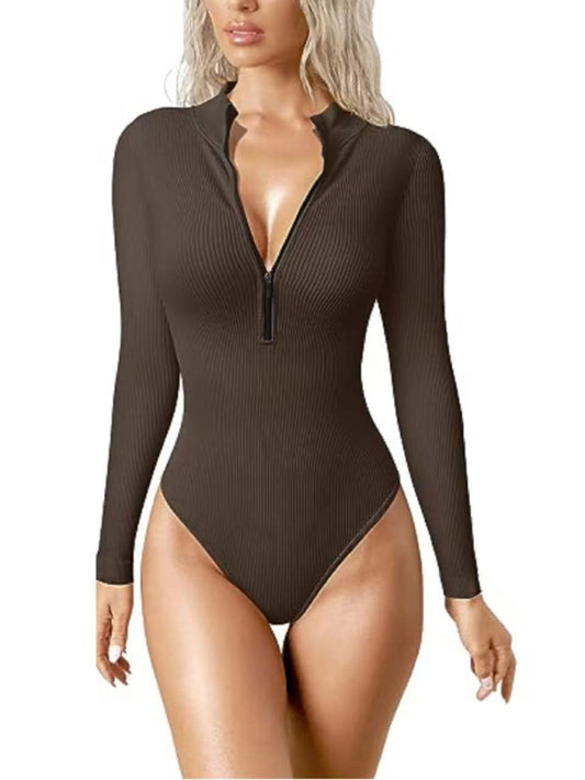 Eco-friendly women's sexy Stand collar long sleeverbodysuit