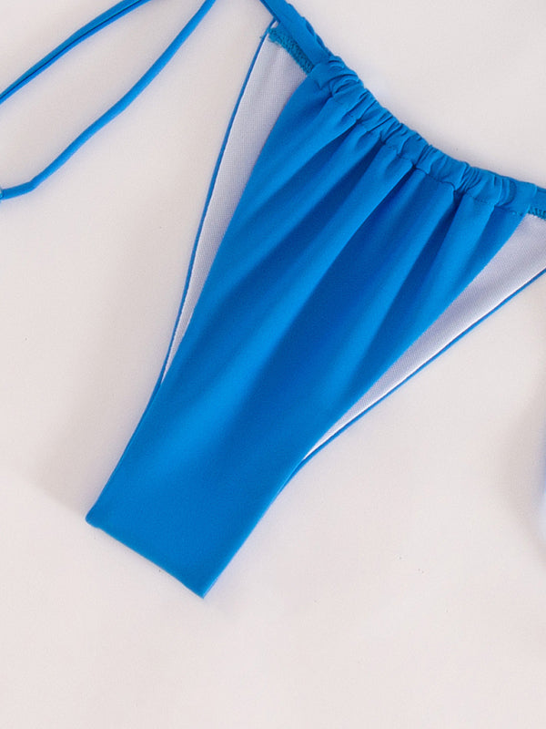 Eco-friendly New solid color split swimsuit tube top sexy bikini