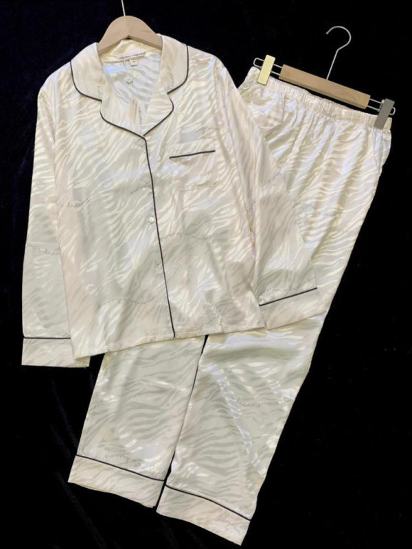 New ice silk long-sleeved trousers, thin, wearable pajamas and home clothes
