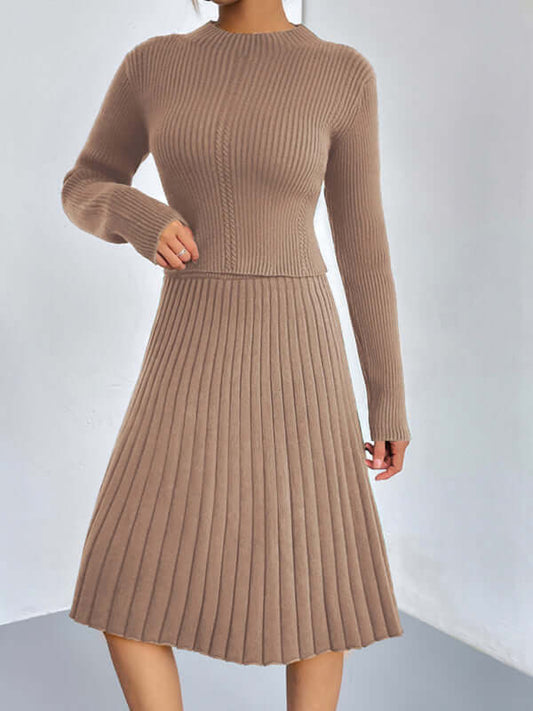 Eco-friendly Women's knitted sweater slim fit skirt two-piece set