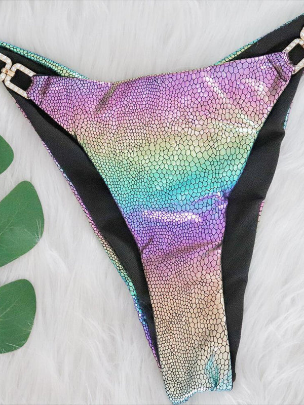 Sexy colorful snake print hot stamping bikini set