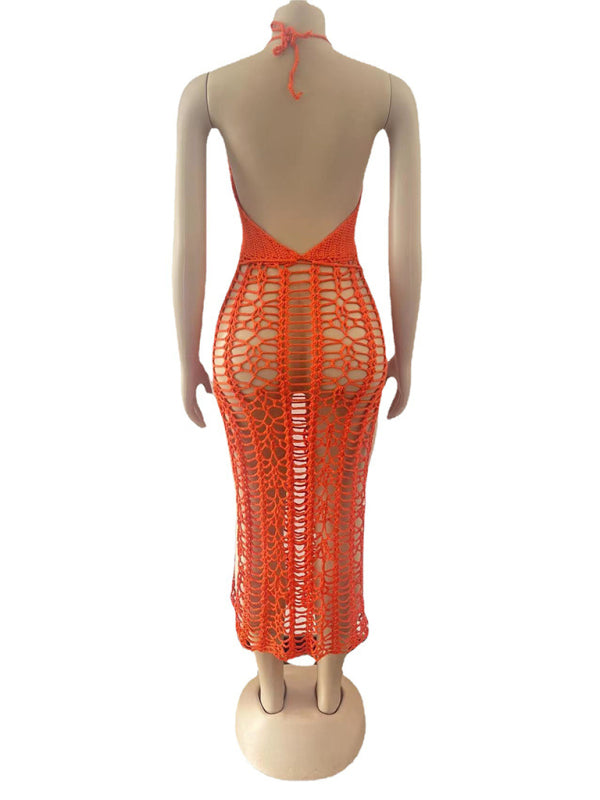 Eco-friendly Women's long fringed stretch side slit suspender beach skirt