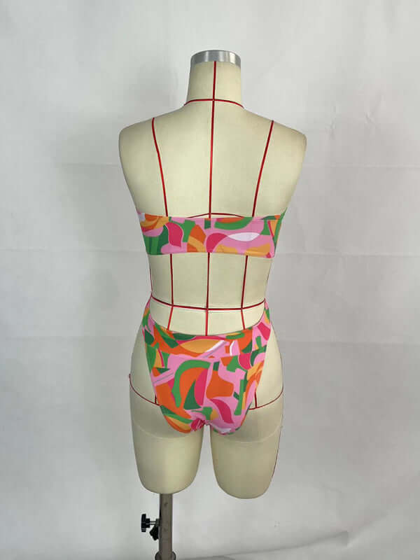 Eco-friendly Women's sexy printed belted one-piece bikini