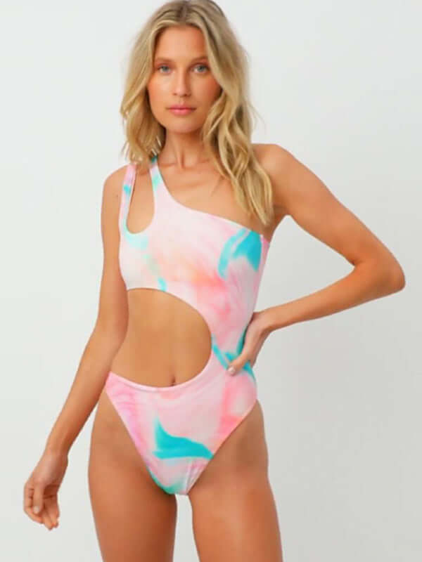 Eco-friendly Women's sexy printed off-shoulder bikini
