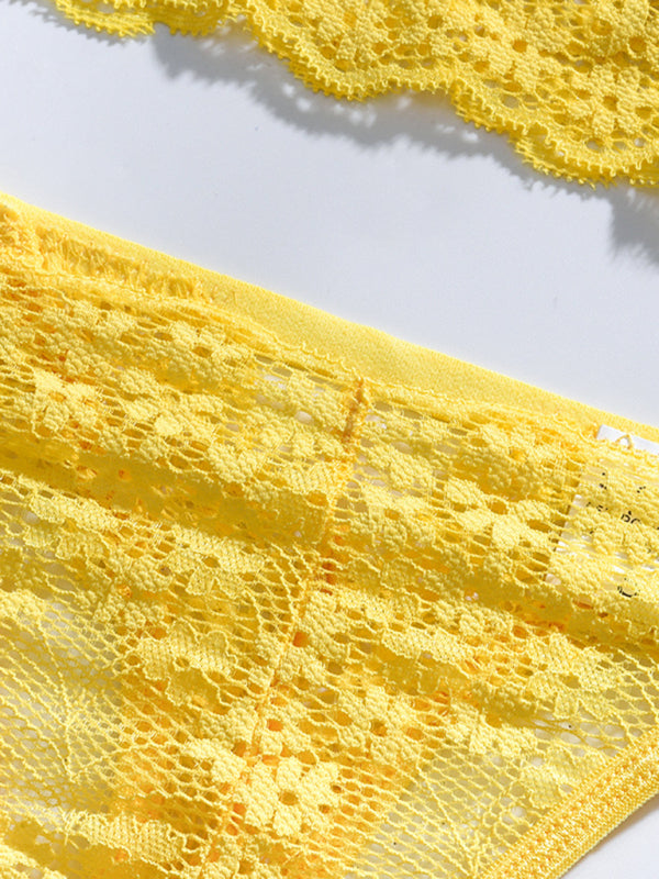 Eco-friendly Women's see-through lace sexy split underwear set