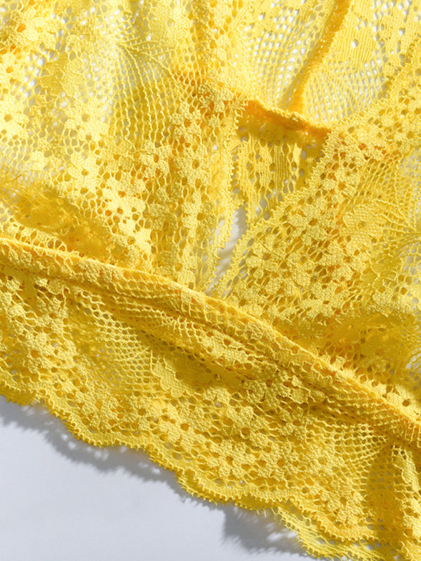 Eco-friendly Women's see-through lace sexy split underwear set