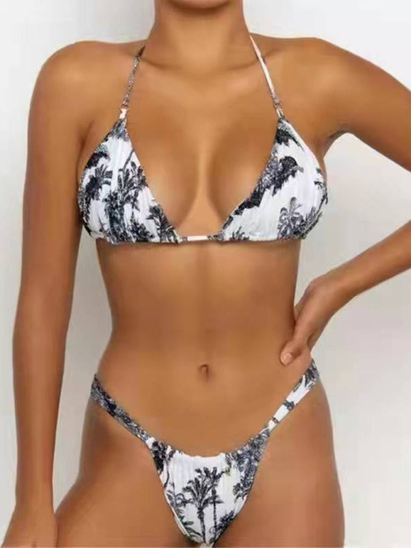 Eco-friendly New women's strappy solid color padded push up bikini