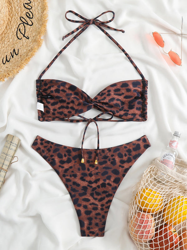 Eco-friendly New women's adjustable strap sexy leopard print bikini two-piece set