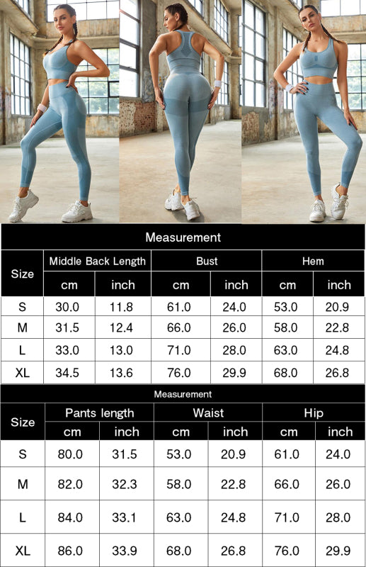Women's Seamless Mesh Quick Dry Bra Yoga Set Sizing: True to size Material composition: 56% Nylon, 36% Polyester, 8% Spandex Collar: U neck Sleeve length: Sleeveless Pattern: Geometry Fabric elasticity: High elasticity Weaving type: Braided Weight: 229 g